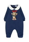 Moschino Blue Babygrow For Baby Boy With Teddy Bear In Blue
