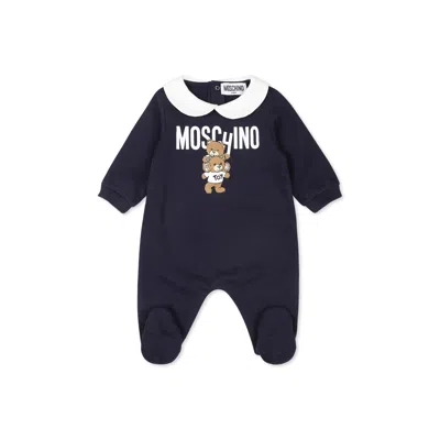 Moschino Blue Babygrow For Baby Boy With Teddy Bears