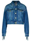 Moschino Denim Jacket Fringe Detailing In Blue