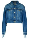 Moschino Denim Jacket Fringe Detailing In Blue