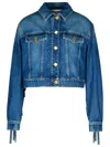 Moschino Denim Jacket Fringe Detailing In Blue