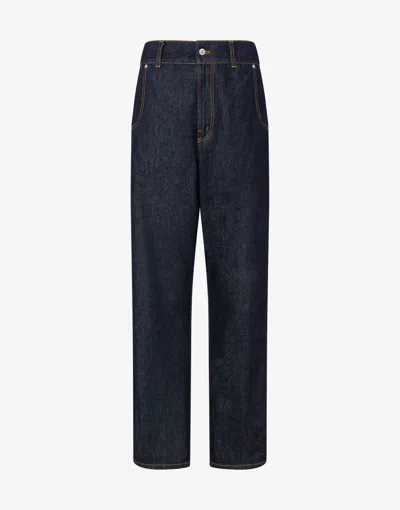 Moschino Blue Denim Pants Laurel Crown Patch