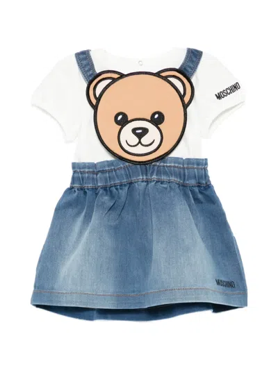 Moschino Babies' Blue Denim Skirt Set