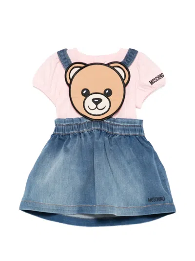 Moschino Babies' Blue Denim Skirt Set