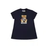 Moschino Blue Dress For Baby Girl With Teddy Bear In Blue
