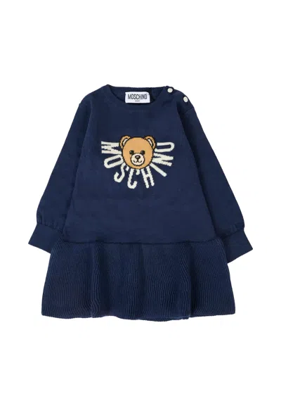 Moschino Blue Dress For Baby Girl With Teddy Bear