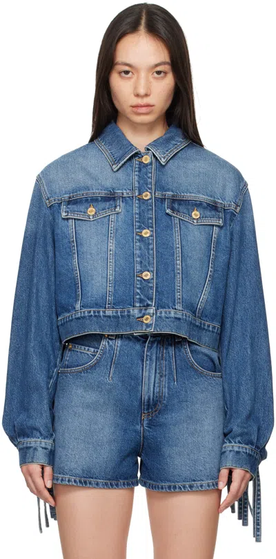 MOSCHINO BLUE FRINGED DENIM JACKET