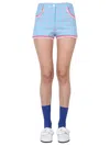 Moschino Houndstooth-print Short Shorts In Blue