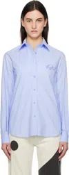 Moschino Blue Laurel Crown Emblem Shirt In 2293 Multi Light Blu