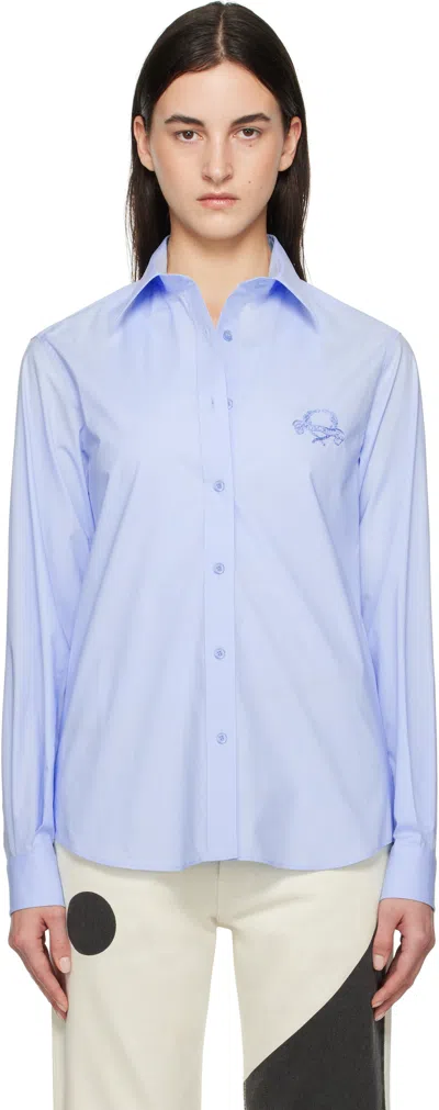 Moschino Blue Laurel Crown Emblem Shirt In 2293 Multi Light Blu