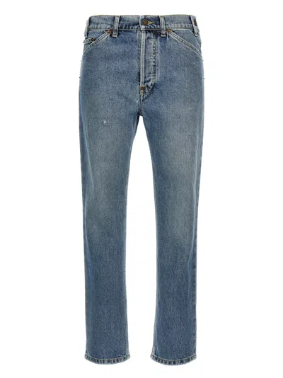 MOSCHINO BLUE LOGO-PATCH JEANS