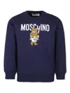 Moschino Blue Sweatshirt For Kids With Two Teddy Bears In Blue