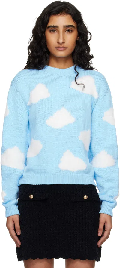 Moschino Blue Organic Cotton Blend Archive Cloud Sweater