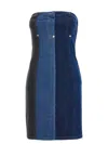 Moschino Fitted Strapless Mini Dress With Contrast Stitching In Blue
