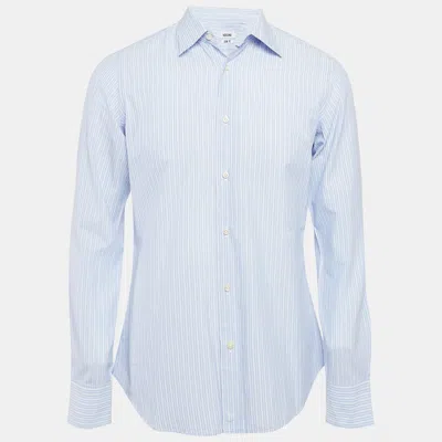 Pre-owned Moschino Blue Pinstripe Cotton Slim Fit Shirt M