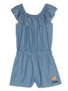 MOSCHINO BLUE SHORT JUMPSUIT WITH MOSCHINO TEDDY BEAR