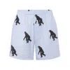 Moschino Striped Poplin Bermuda Allover Chimpanzee In Blue