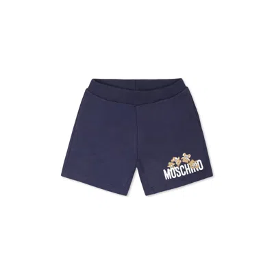 Moschino Blue Shorts For Baby Boy With Teddy Bear In Navy
