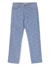 MOSCHINO BLUE STRAIGHT LEG JEANS WITH ALL-OVER LOGO