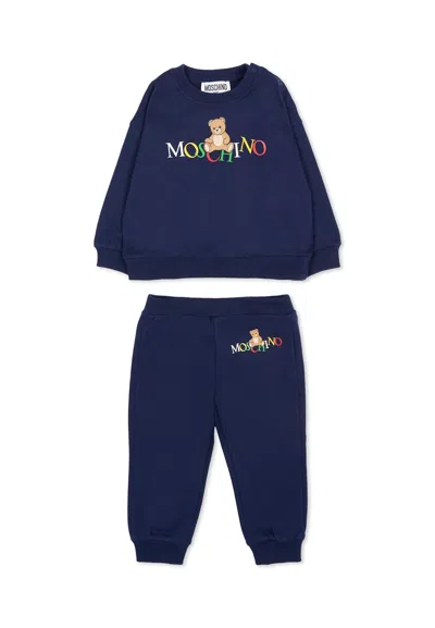 Moschino Blue Suit For Baby Boy With Logo