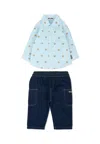 Moschino Blue Suit For Baby Boy With Teddy Bear In Blue
