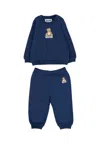 Moschino Blue Suit For Babykids With Teddy Bear In Blue