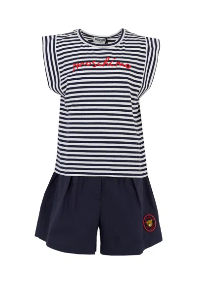 Moschino Kids' Blue Suit For Girl With Logo
