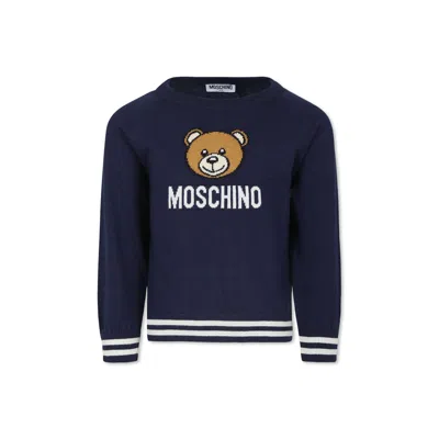 Moschino Blue Sweater For Kids With Teddy Bear
