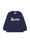 Moschino Blue Sweatshirt For Babykids With Logo In Blue