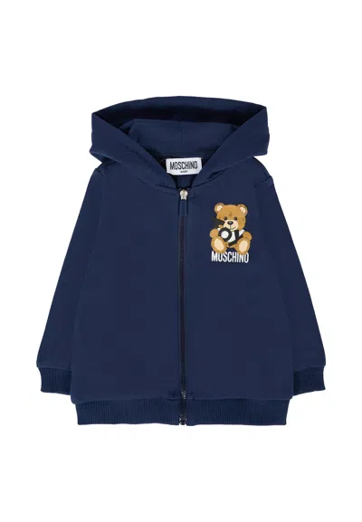Moschino Blue Sweatshirt For Babykids With Teddy Bear