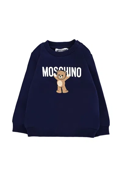 Moschino Blue Sweatshirt For Babykids With Teddy Bear