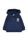 Moschino Blue Sweatshirt For Babykids With Teddy Bear And Logo In Blue