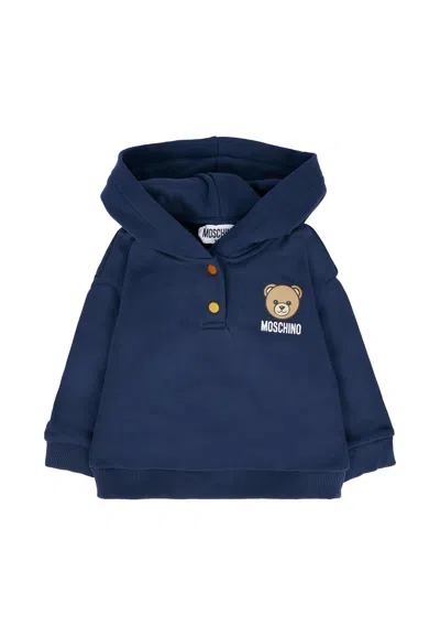 Moschino Blue Sweatshirt For Babykids With Teddy Bear And Logo