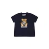 Moschino Black T-shirt For Baby Girl With Teddy Bear In Blue