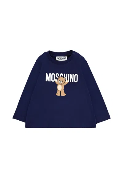 Moschino Blue T-shirt For Babykids With Teddy Bear
