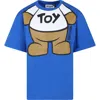 MOSCHINO BLUE T-SHIRT FOR BOY WITH TEDDY BEAR AND LOGO