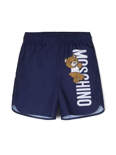 Moschino Kids' Blue Teddy Bear Logo Shorts