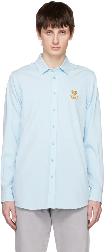 Moschino Teddy Bear-motif Long-sleeve Shirt In A0292 Light Blue