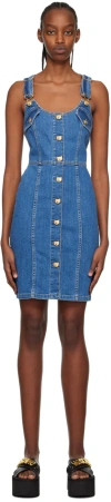 Moschino Blue Teddy Buttons Denim Minidress In A0295 Blue