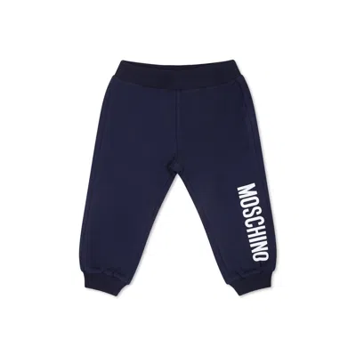 Moschino Blue Trousers For Babykids With Logo