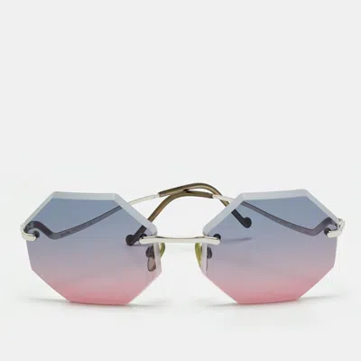 Pre-owned Moschino Blue/pink Gradient M311 S Rimless Geometric Sunglasses