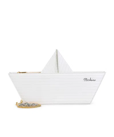 Moschino Boat-motif Clutch Bag In White