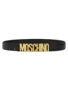 Moschino Adjustable Logo Embossed Belt With Multiple Holes In Black