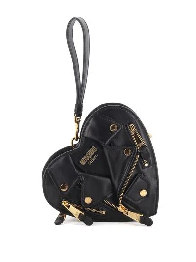 Moschino Biker Heart Bag In Negro