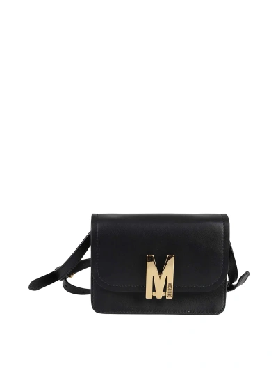 Moschino Faux Leather Crossbody In Black