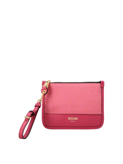 Moschino Jacquard Clutch Bag In Pink