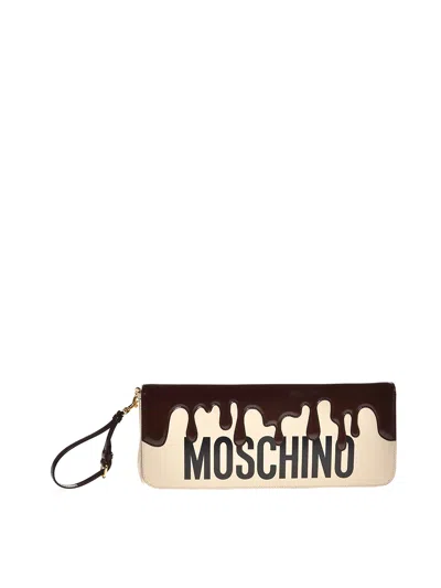 Moschino Chocolate Glazed Clutch In Multicolor