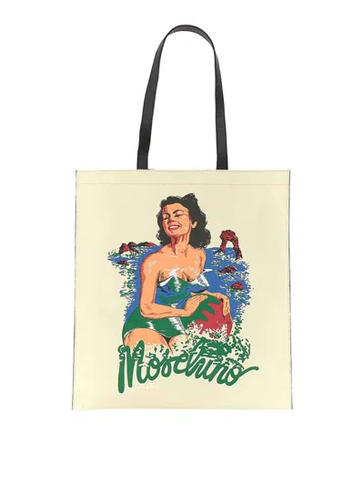 Moschino Hawaiian Print Tote Bag In Yellow