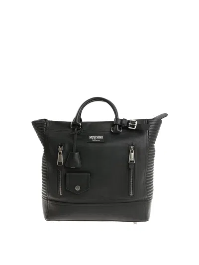 Moschino Biker Shopper In Negro