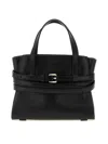 Moschino Tie Me Small Leather Handbag In Black